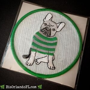 ARTISANAL GIFTS: French Bulldog /Frenchie Embroidered Iron-On Patch 3" ** NEW **